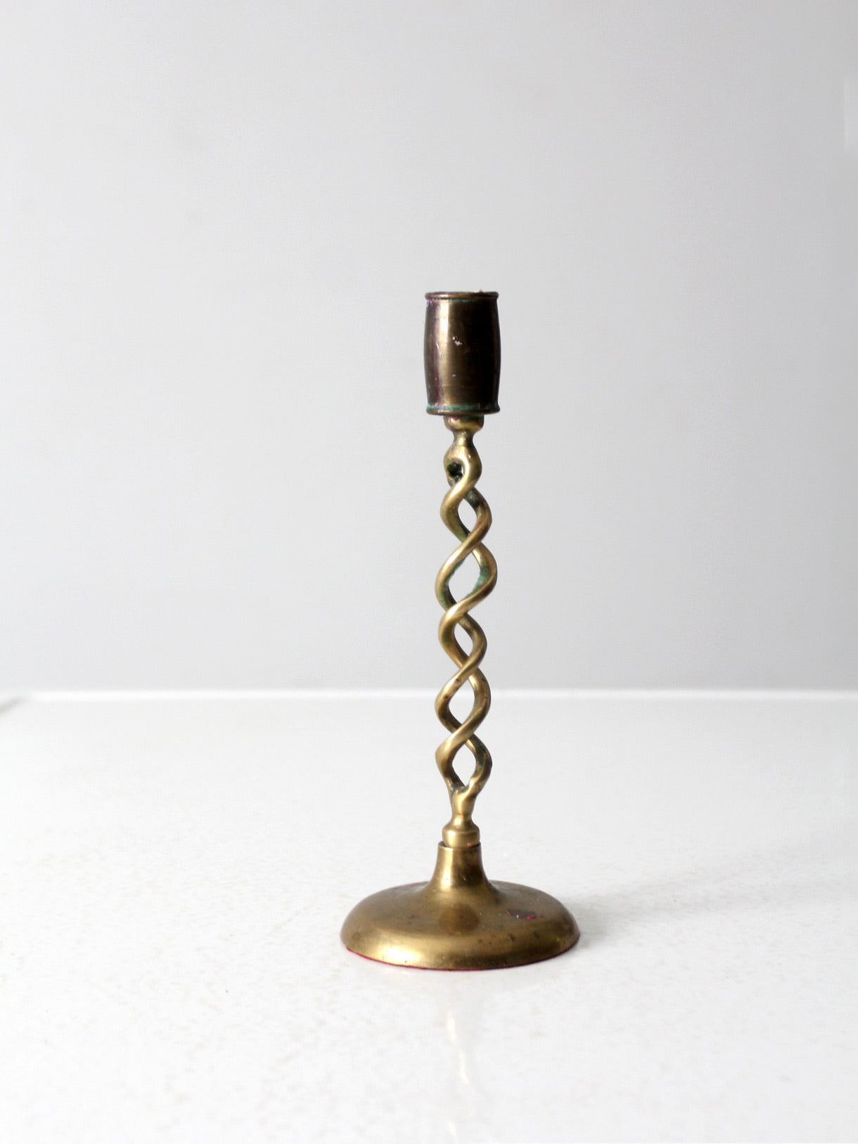 antique brass barley twist spiral candlestick holder – 86 Vintage