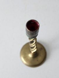 antique brass barley twist spiral candlestick holder