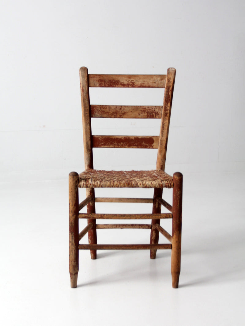 antique herringbone caned seat chair