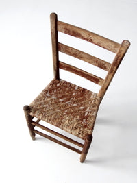 antique herringbone caned seat chair