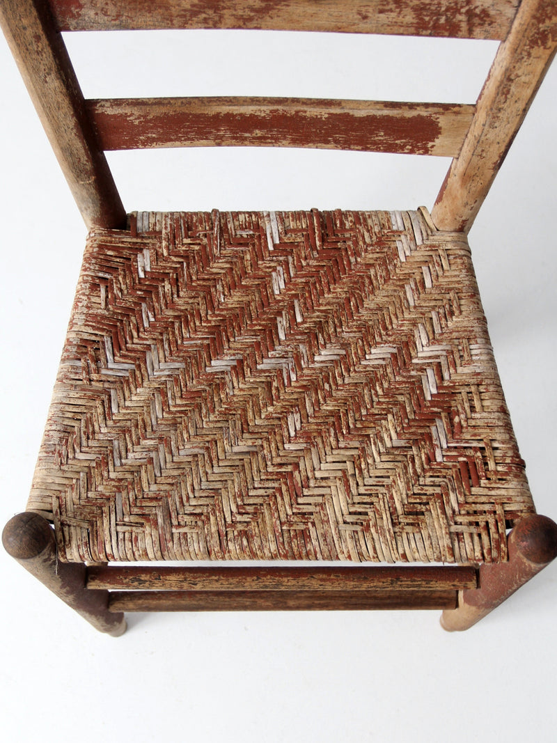 antique herringbone caned seat chair