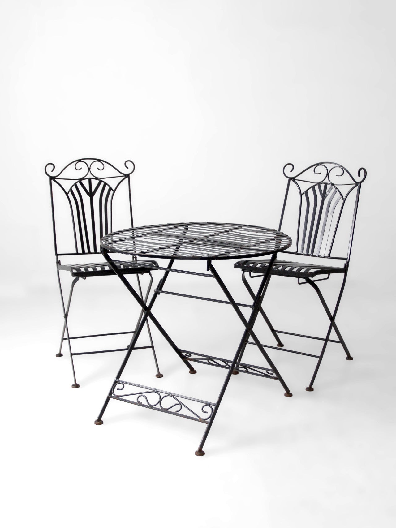 mid-century French bistro folding patio set