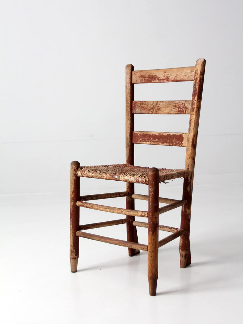 antique herringbone caned seat chair