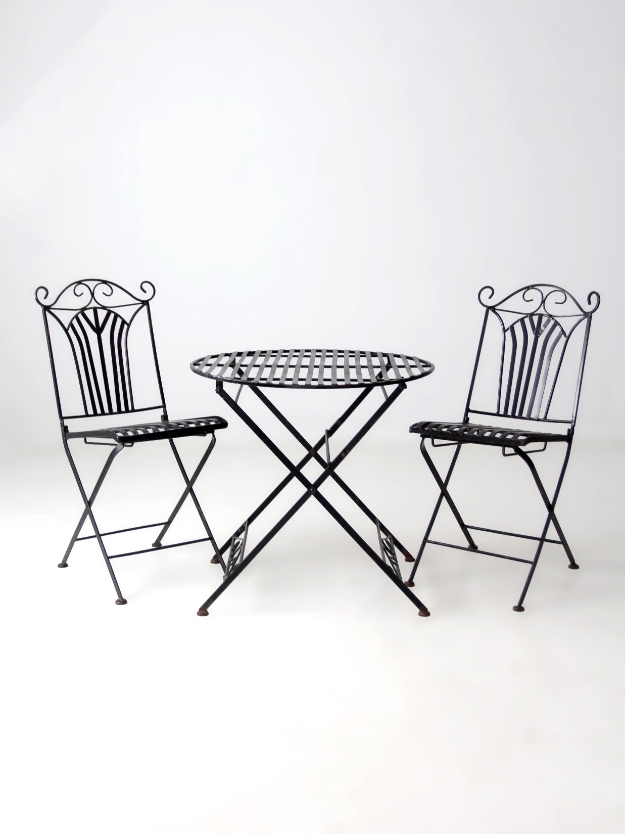 mid-century French bistro folding patio set