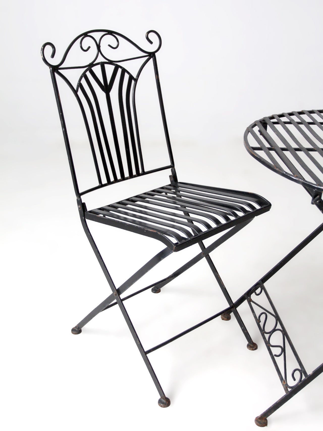 mid-century French bistro folding patio set