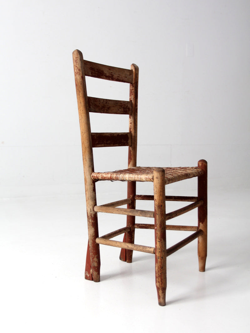 antique herringbone caned seat chair