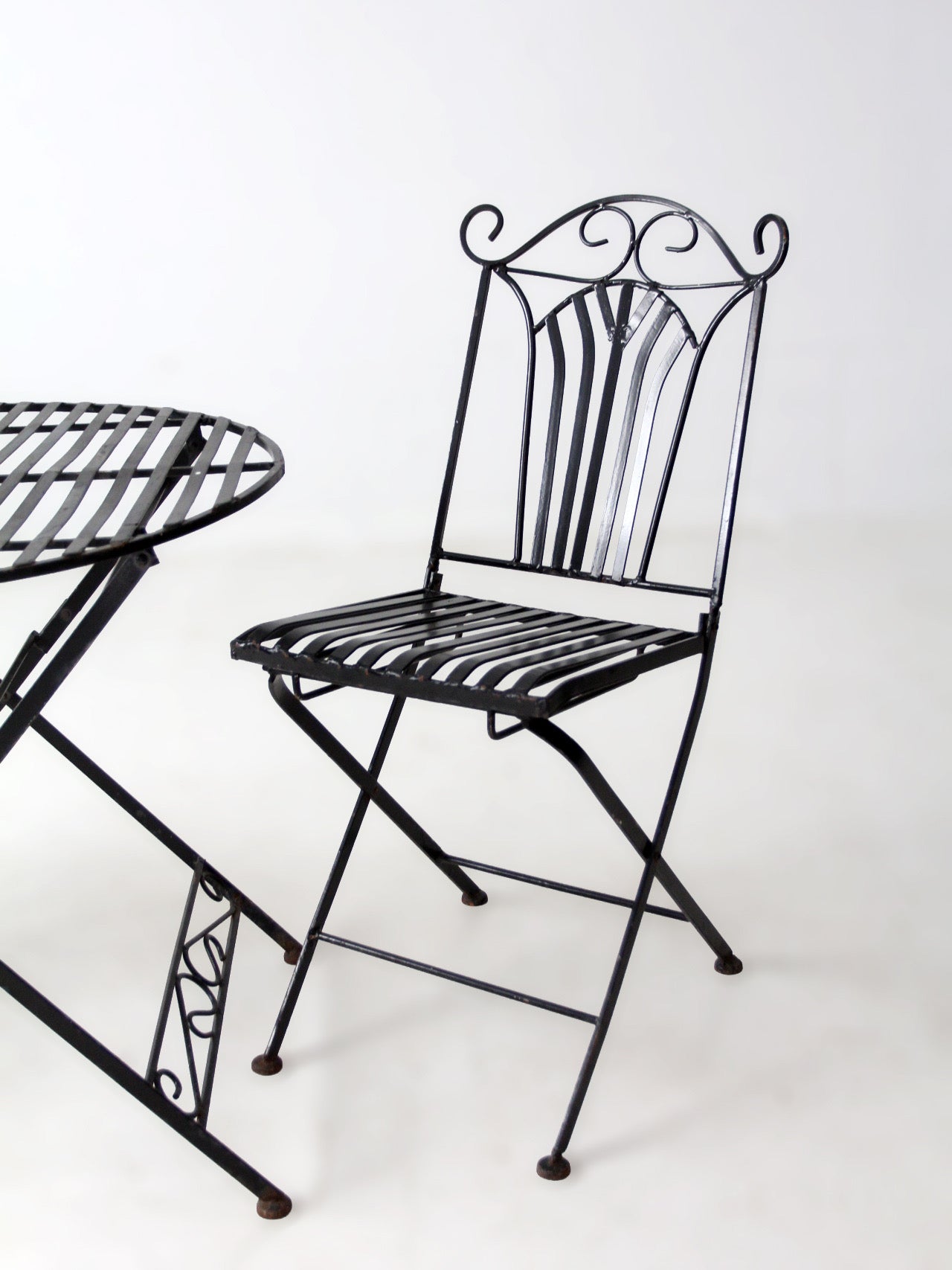 mid-century French bistro folding patio set
