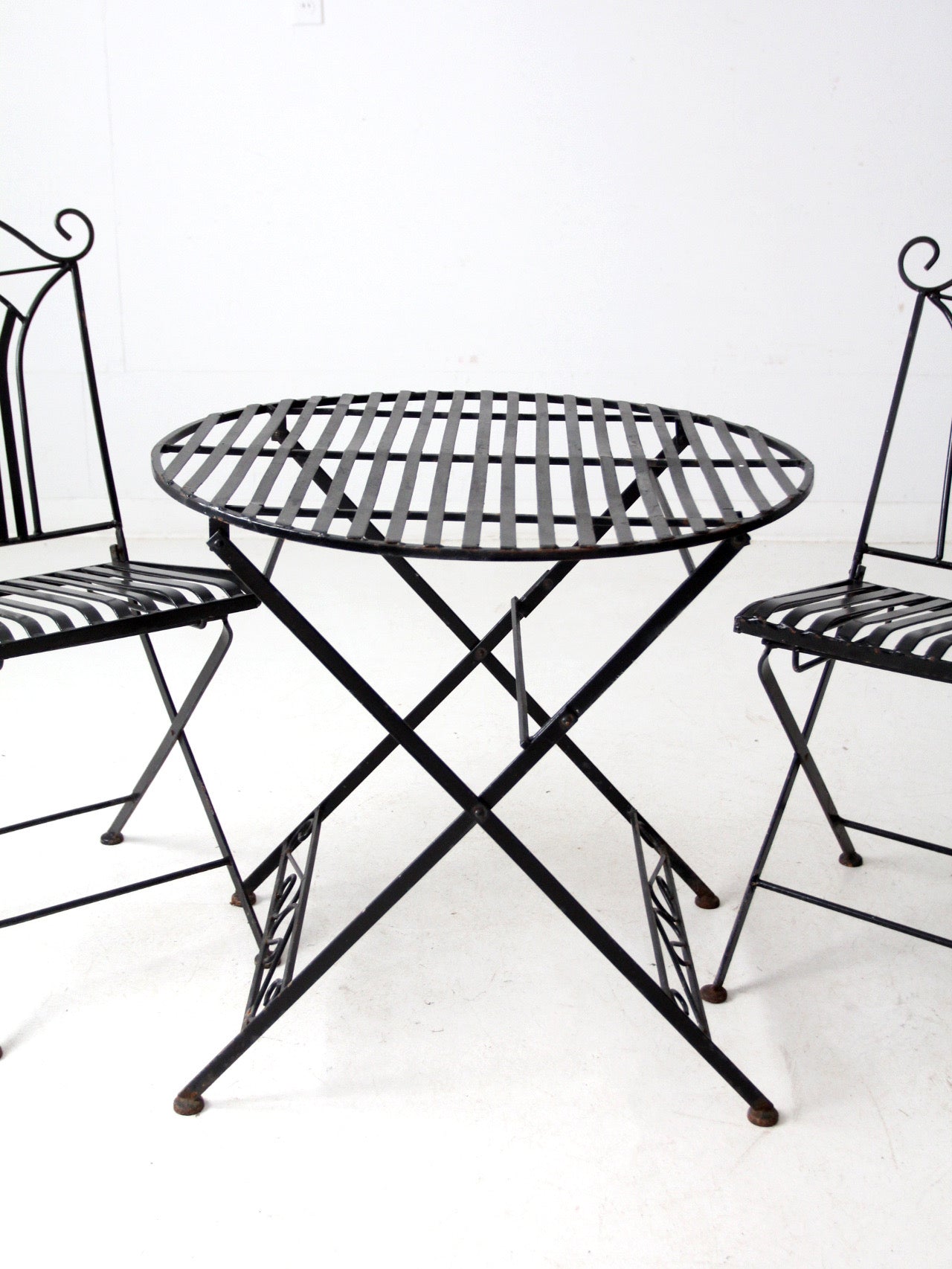 mid-century French bistro folding patio set