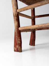 antique herringbone caned seat chair