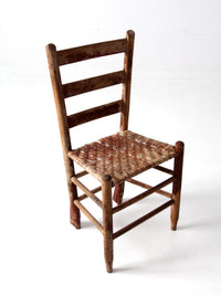 antique herringbone caned seat chair