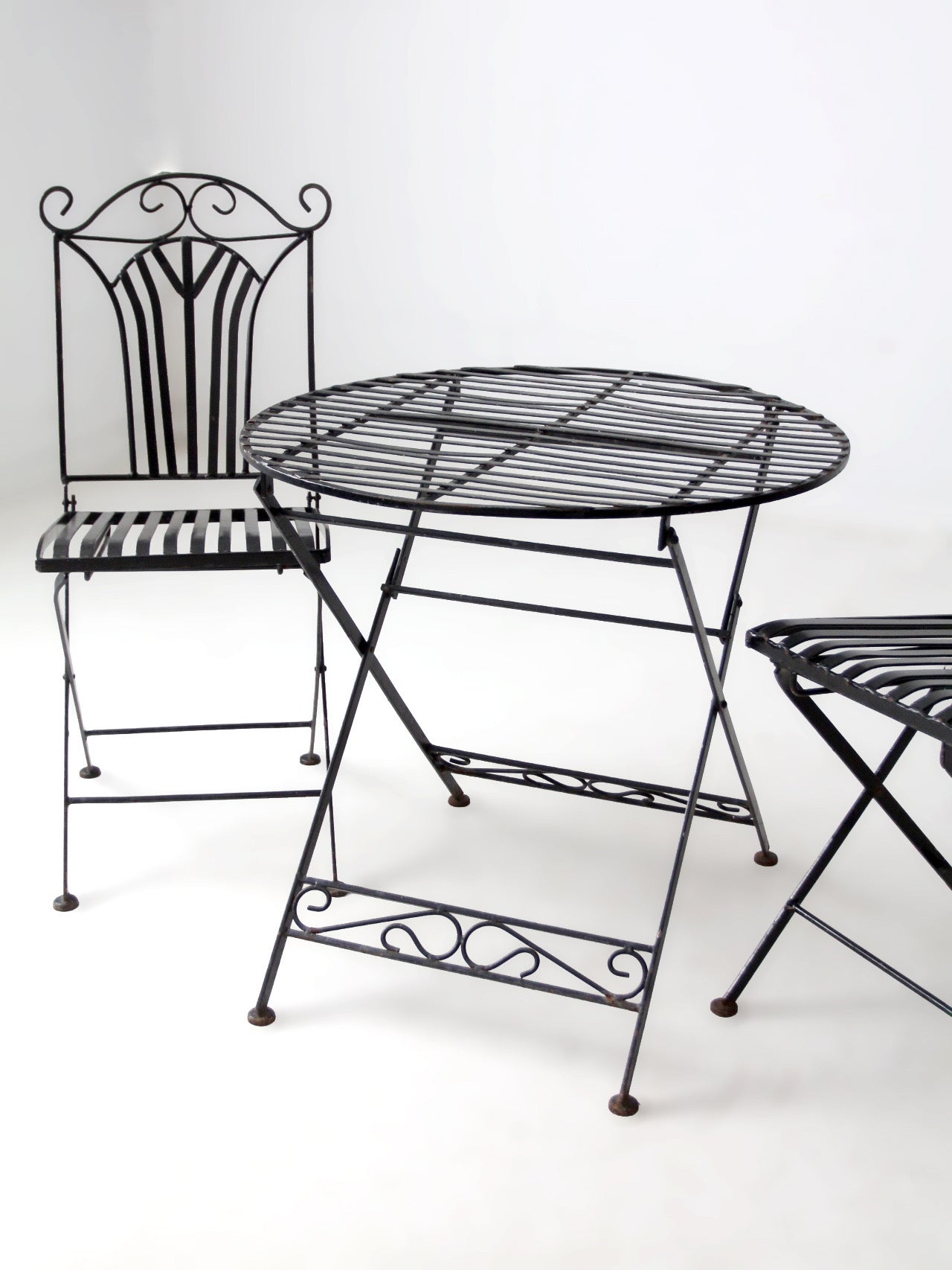 mid-century French bistro folding patio set