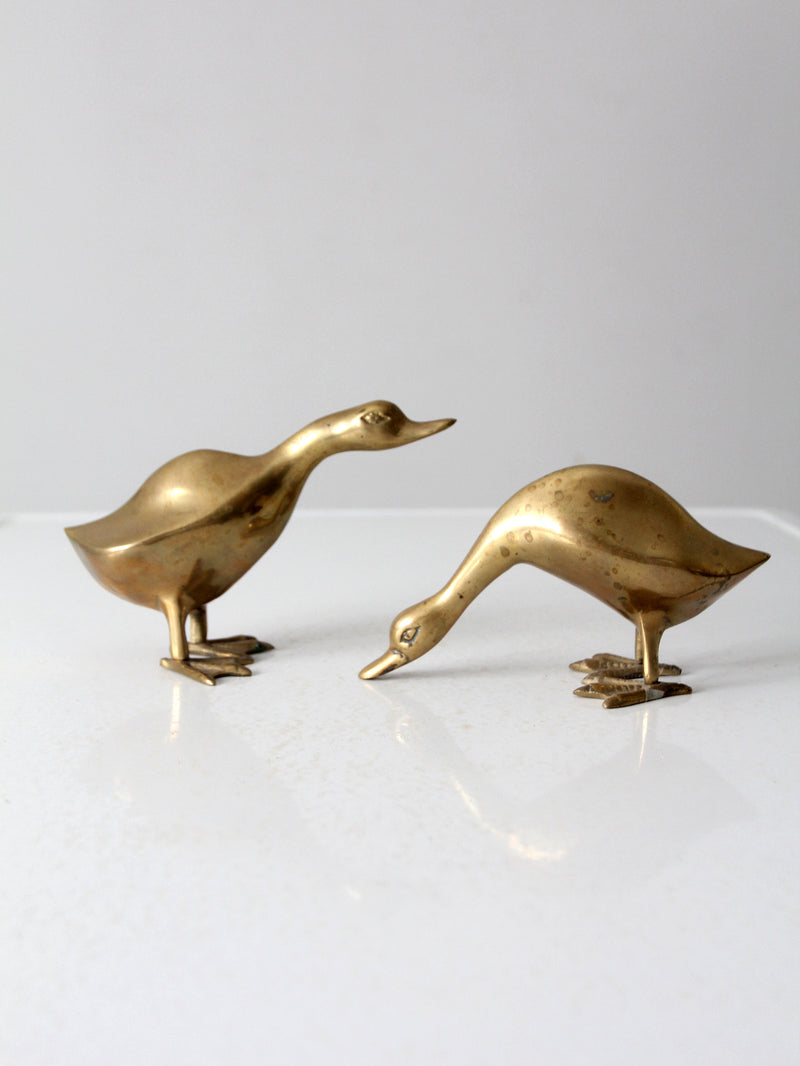 mid century brass bird pair