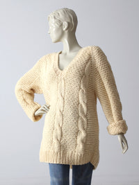 vintage cream cable knit tunic sweater