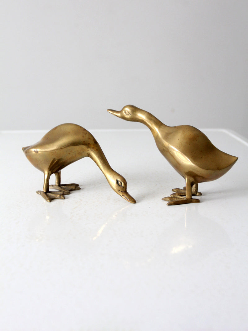 mid century brass bird pair