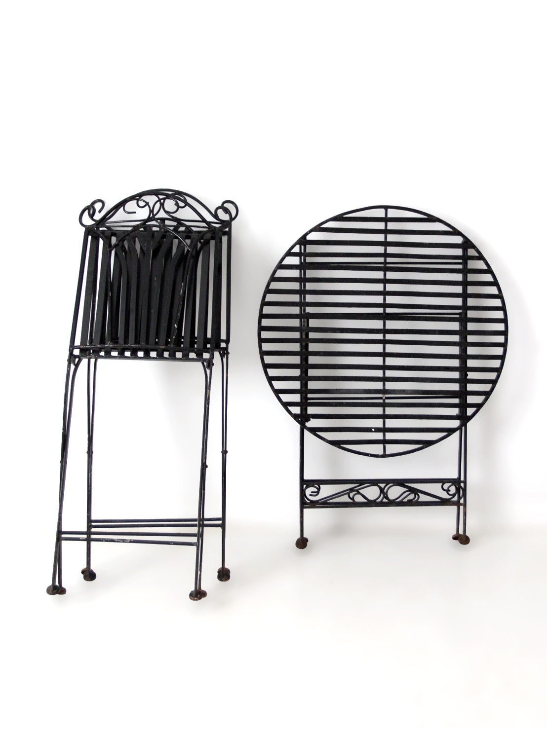 mid-century French bistro folding patio set