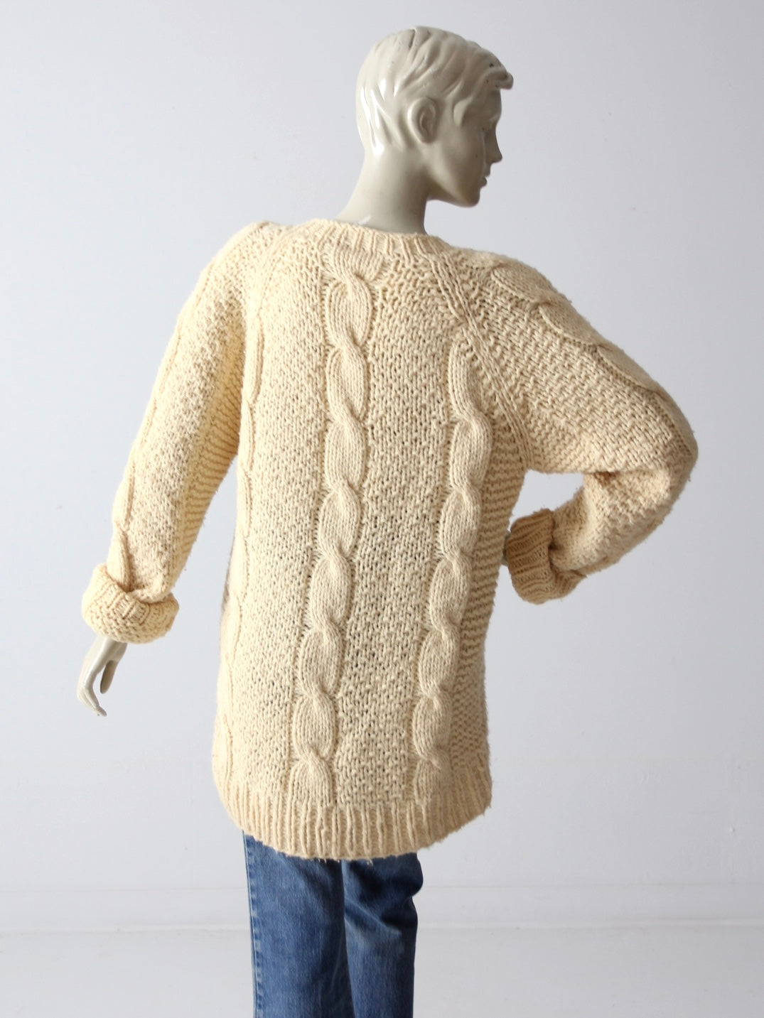 vintage cream cable knit tunic sweater