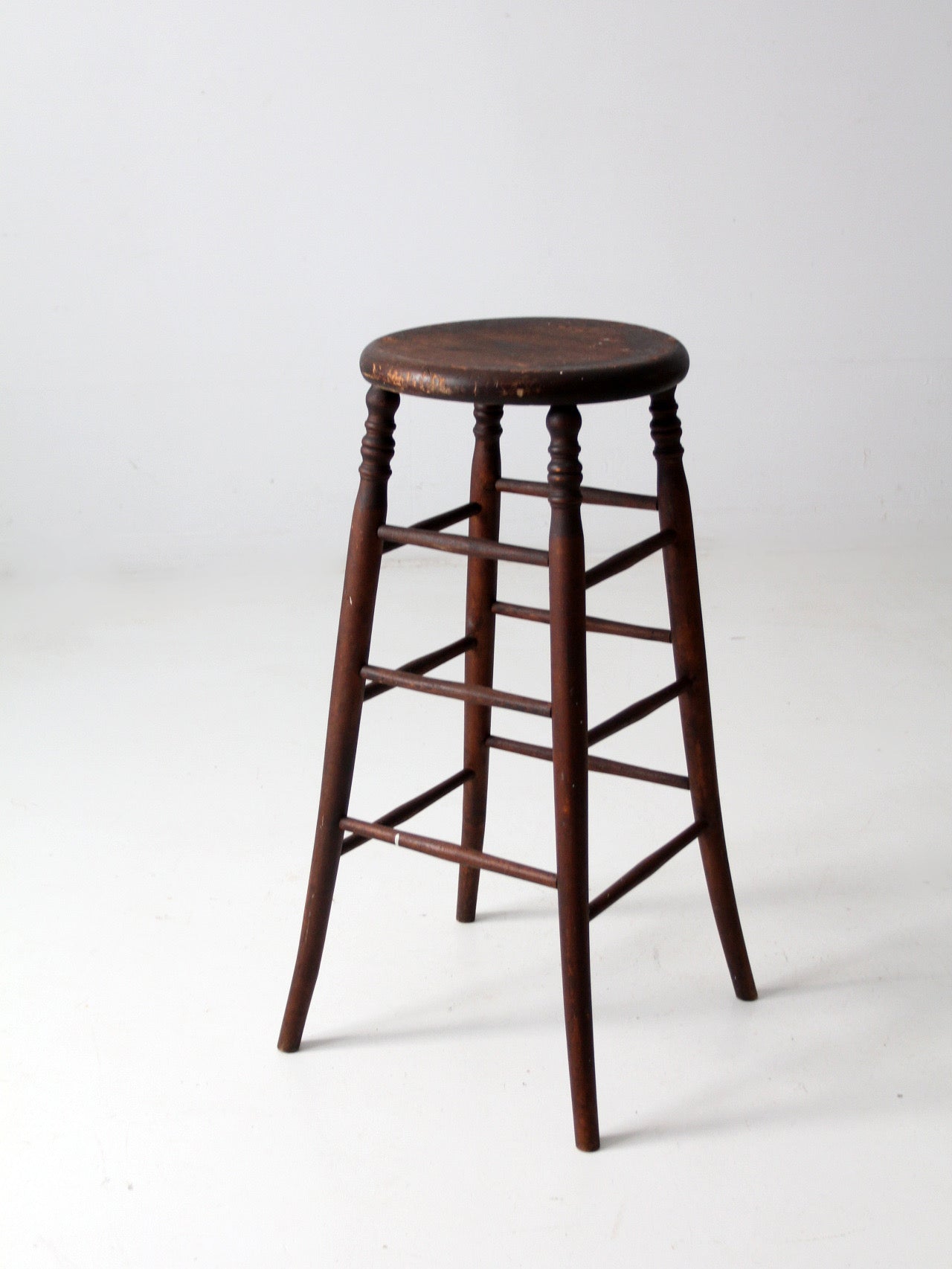 antique turned wood stool