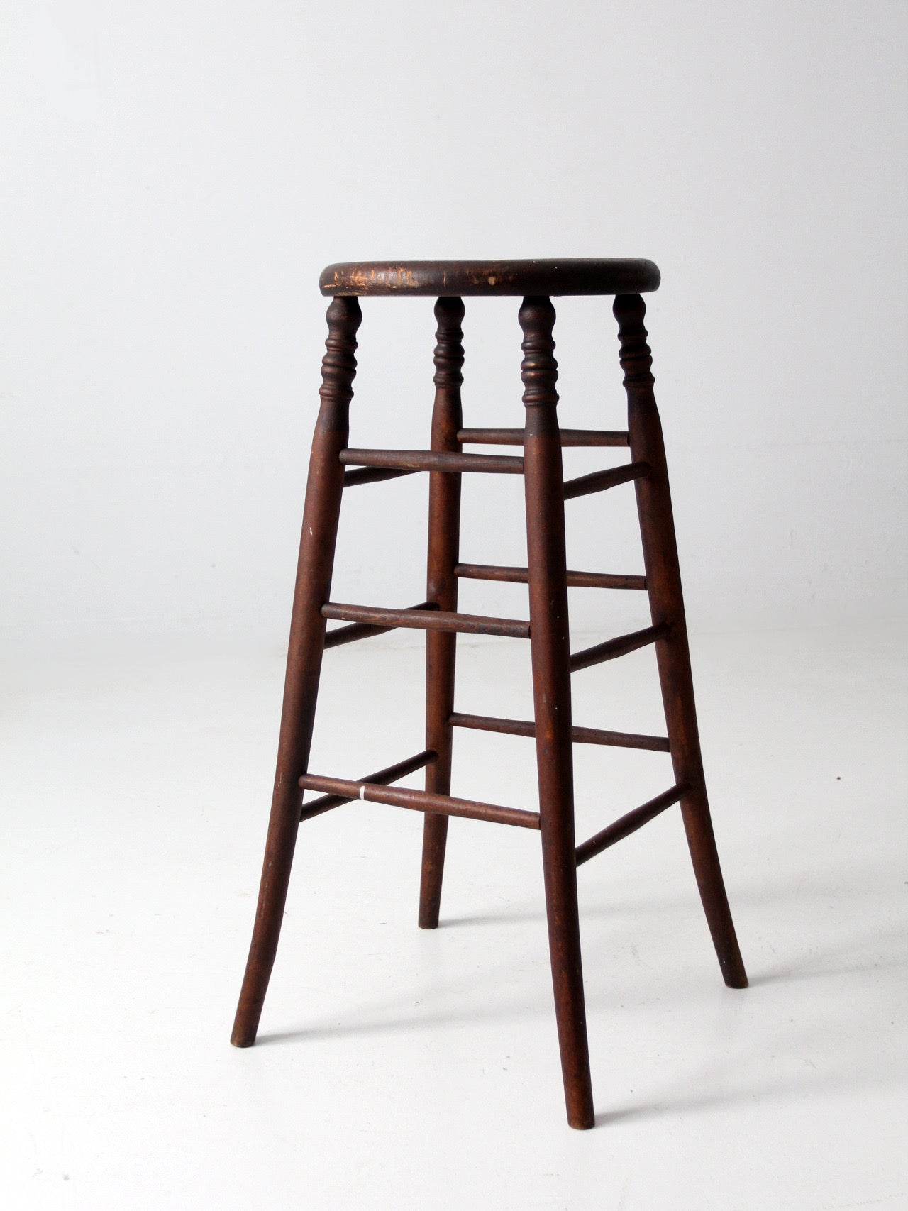 antique turned wood stool
