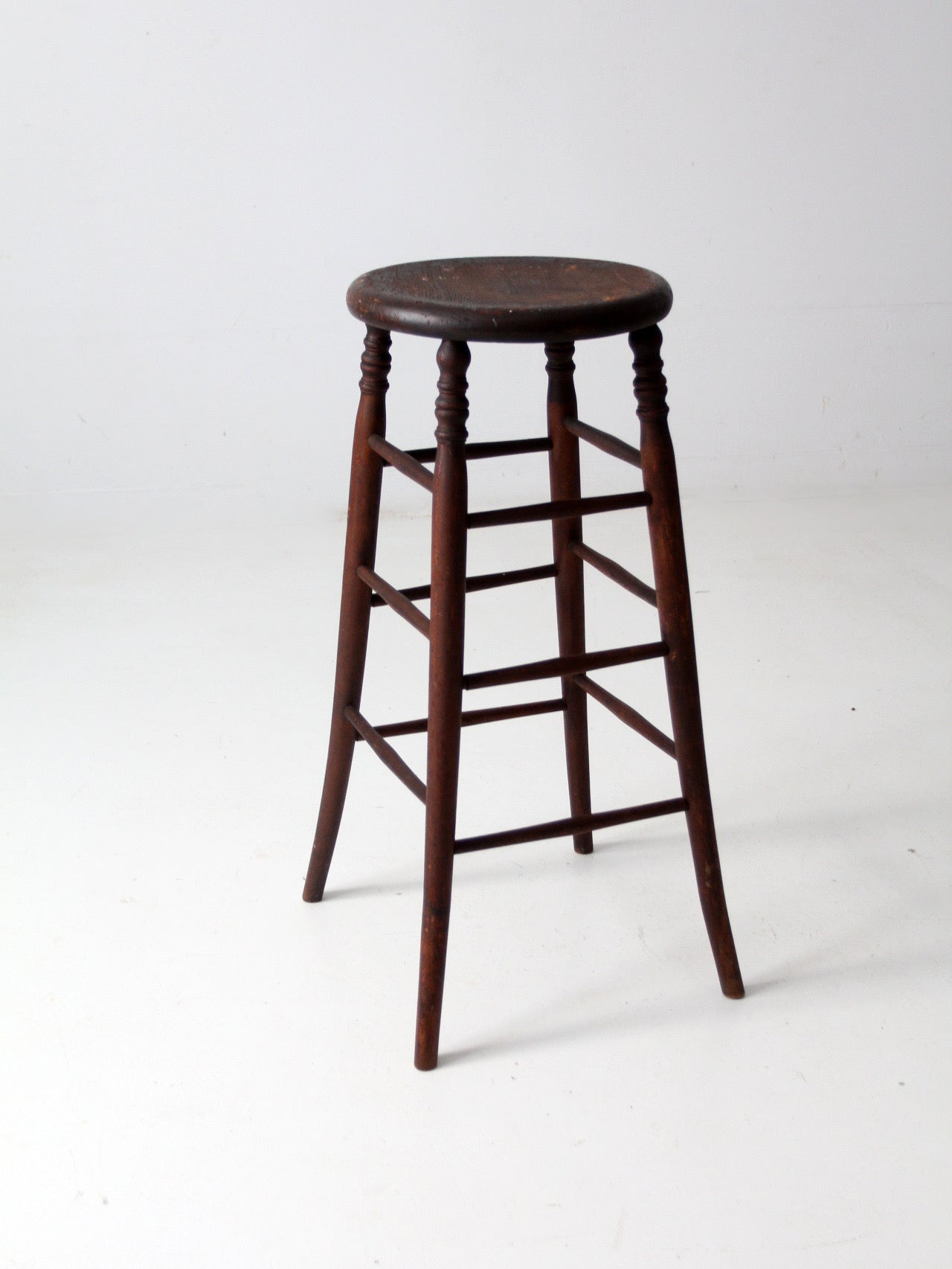 antique turned wood stool