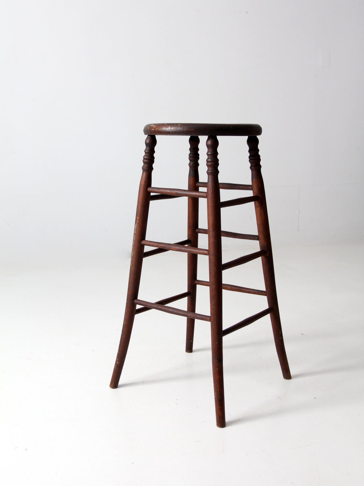 antique turned wood stool