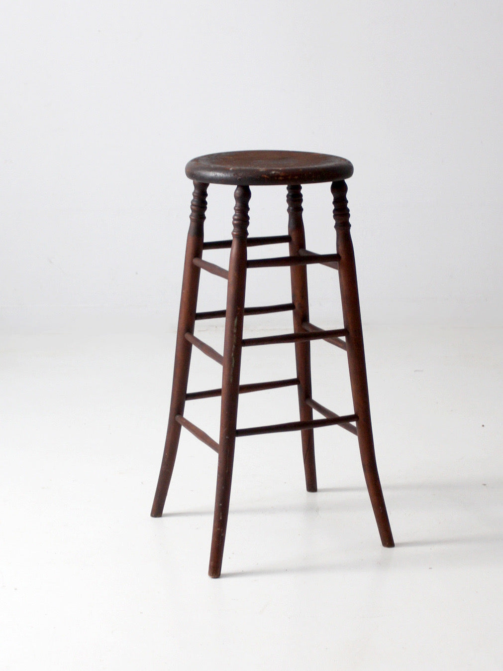 antique turned wood stool