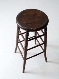 antique turned wood stool