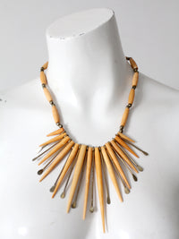 vintage 1970s artisan sunburst statement necklace