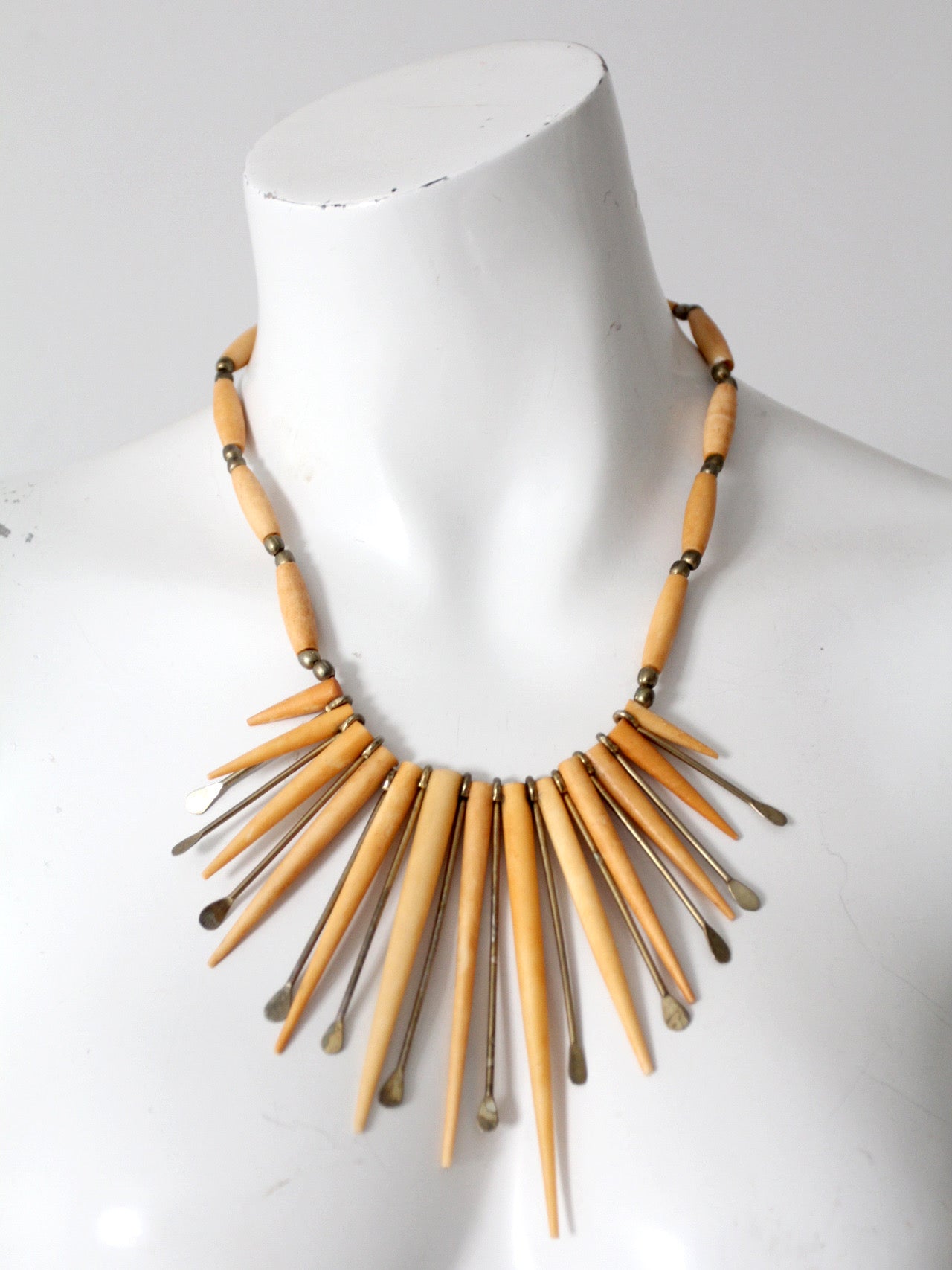 vintage 1970s artisan sunburst statement necklace
