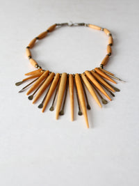 vintage 1970s artisan sunburst statement necklace