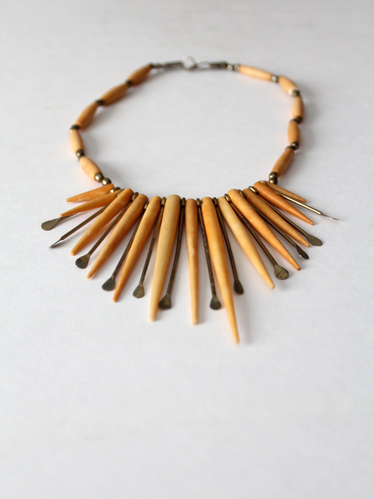 vintage 1970s artisan sunburst statement necklace