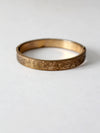 vintage gold tone etched bangle bracelet