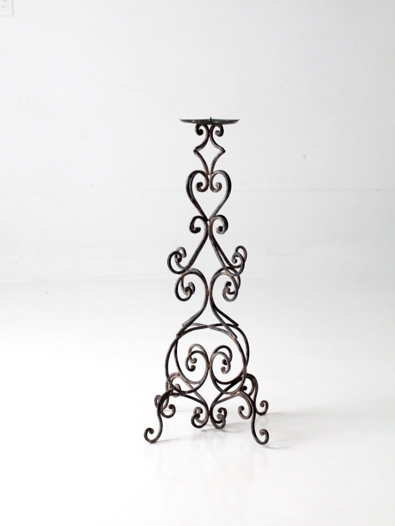 vintage scrollwork iron candle stand