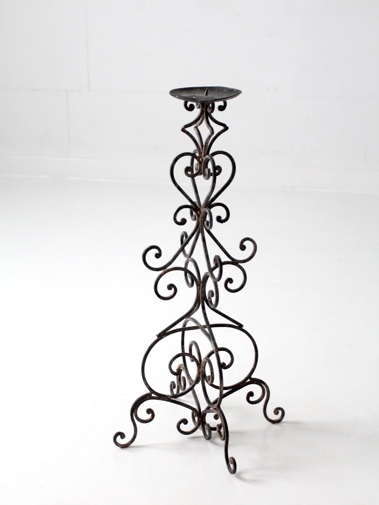 vintage scrollwork iron candle stand