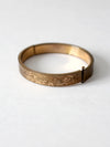 vintage gold tone etched bangle bracelet