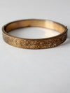 vintage gold tone etched bangle bracelet