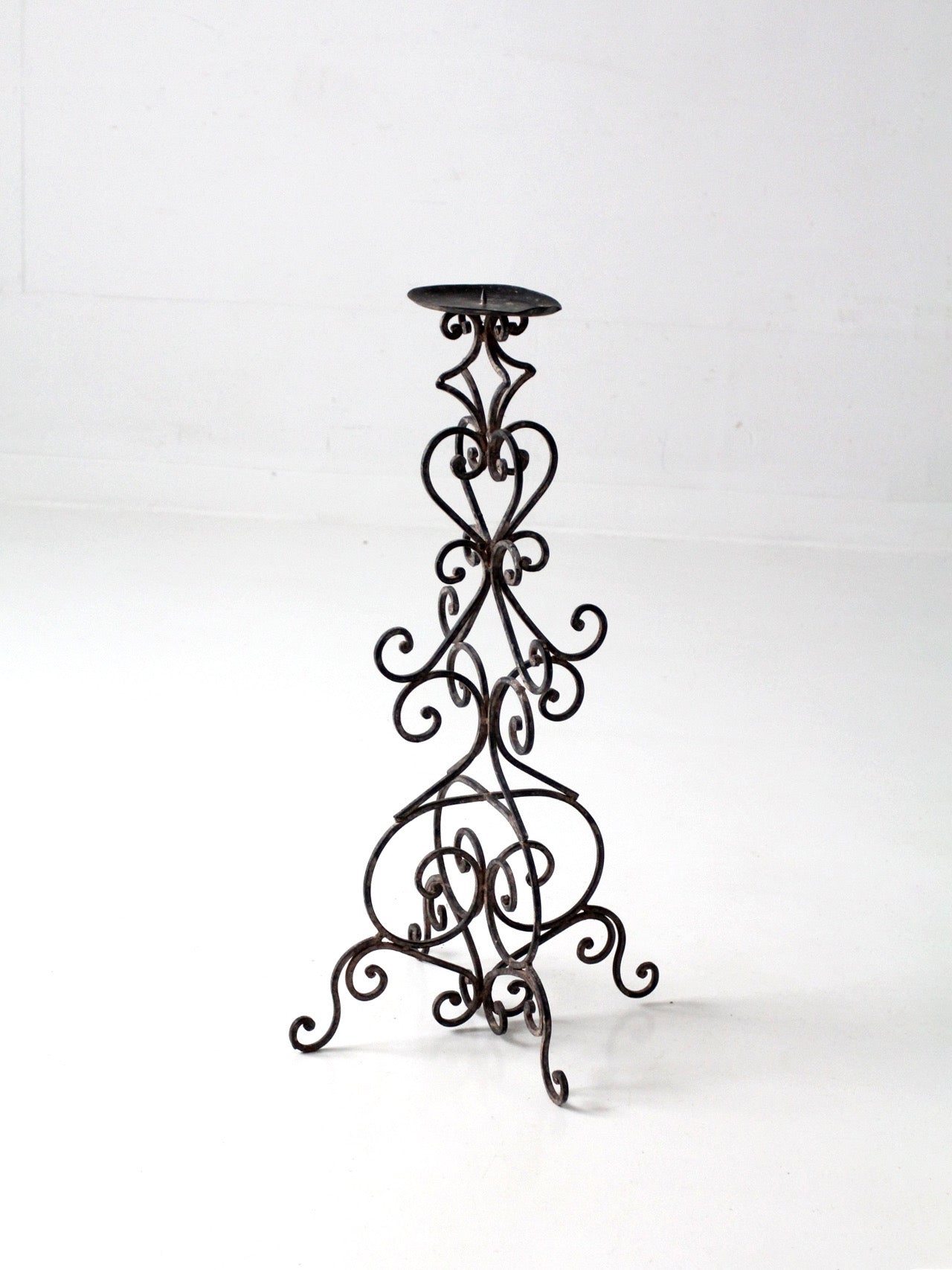 vintage scrollwork iron candle stand