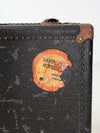 antique leather suitcase with European hotel labels, early 20th century