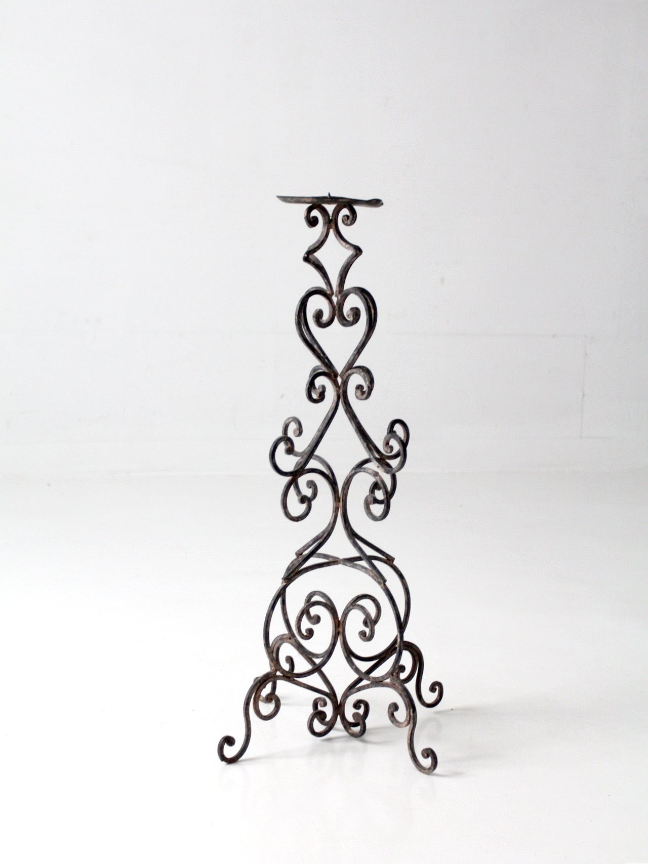 vintage scrollwork iron candle stand