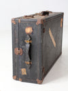 antique leather suitcase with European hotel labels, early 20th century