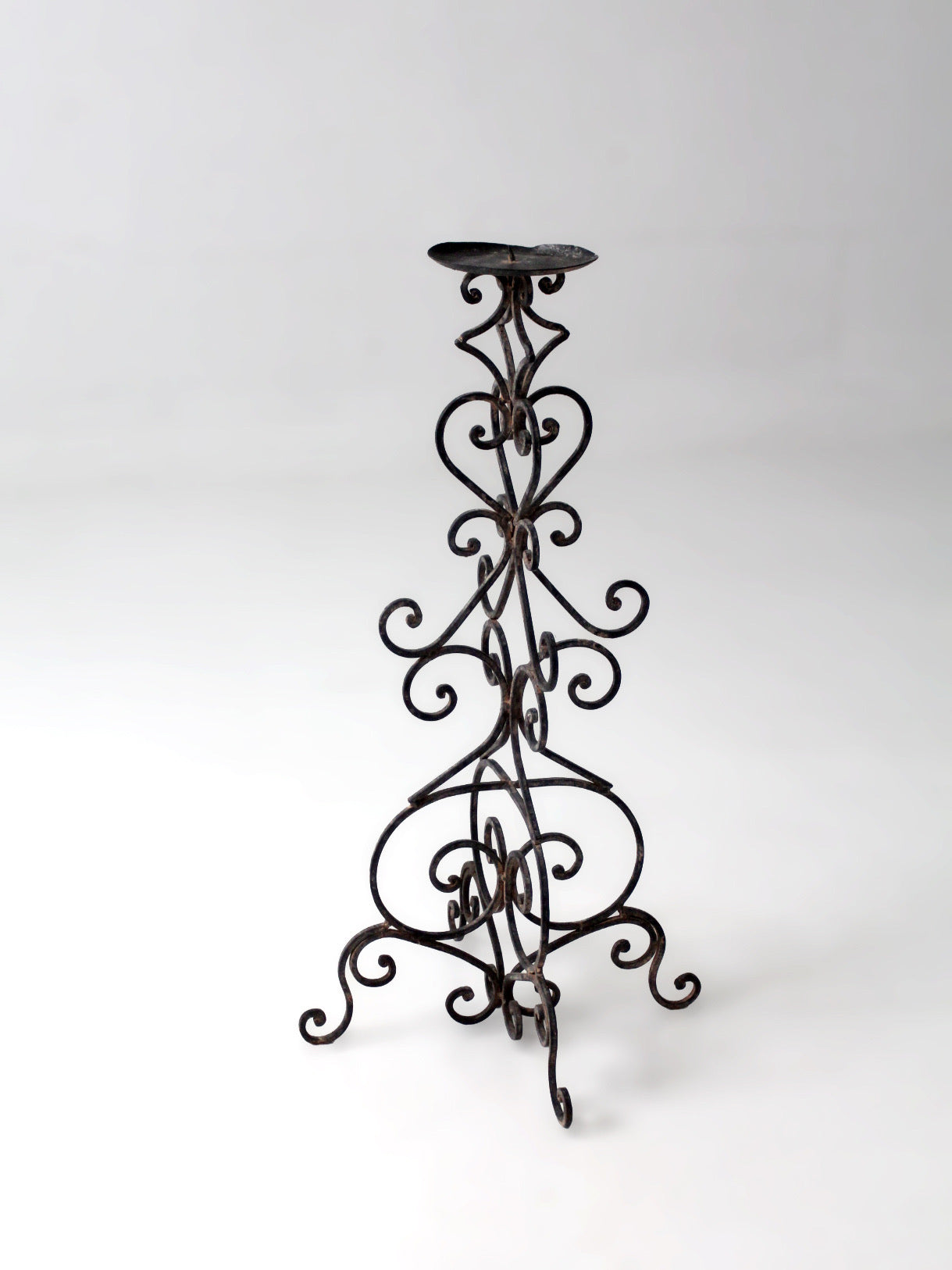 vintage scrollwork iron candle stand