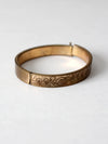vintage gold tone etched bangle bracelet