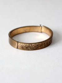 vintage gold tone etched bangle bracelet