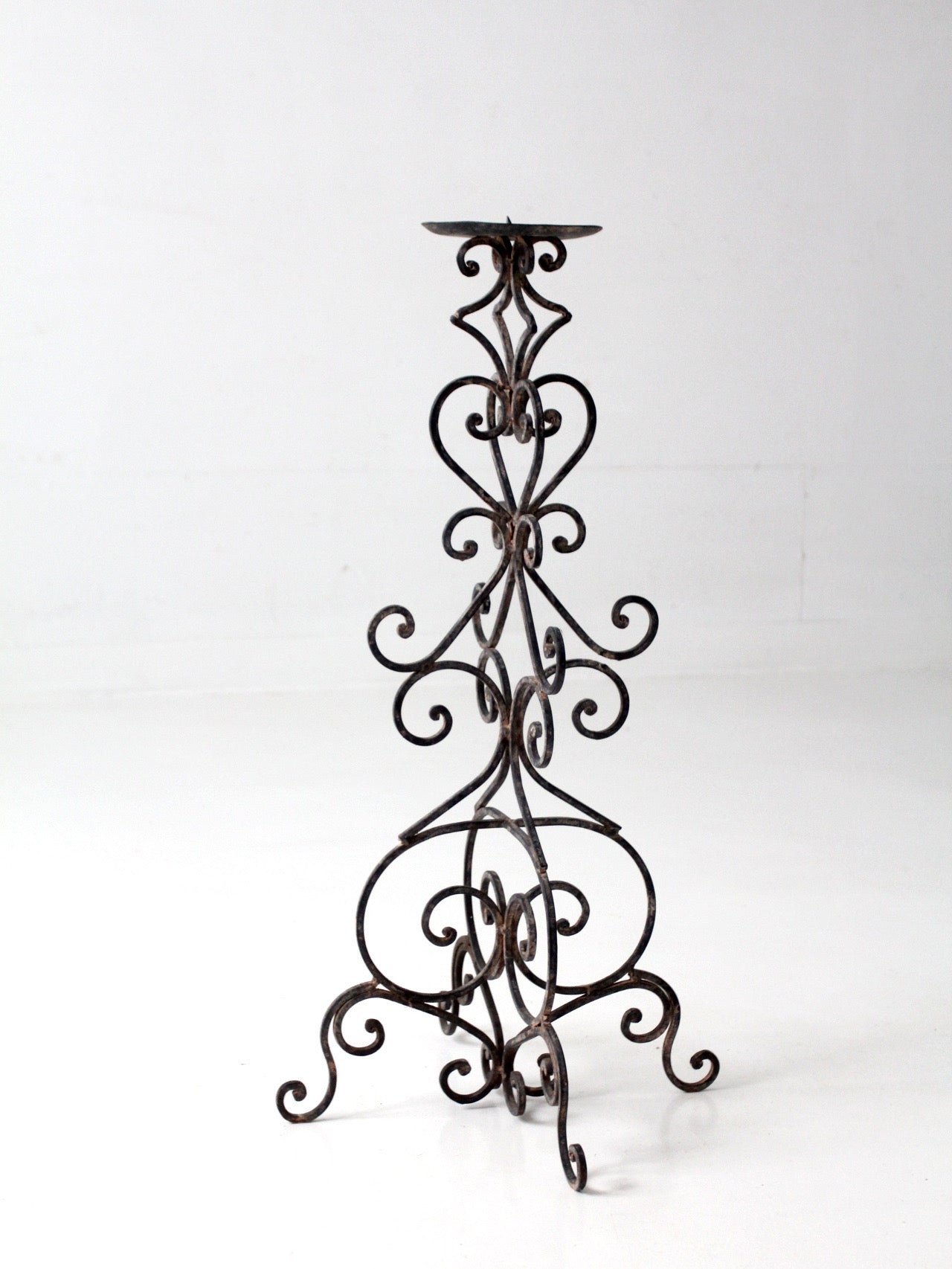vintage scrollwork iron candle stand