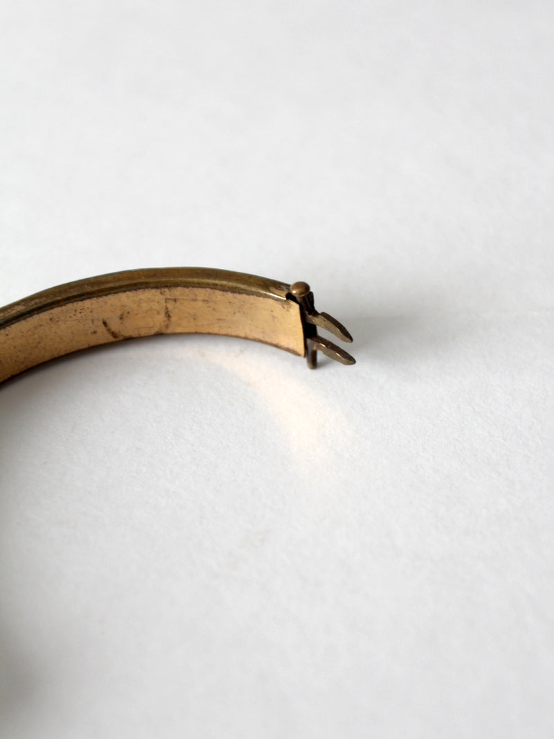 vintage gold tone etched bangle bracelet