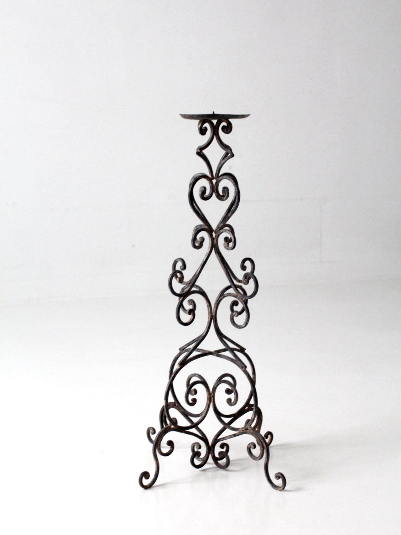 vintage scrollwork iron candle stand