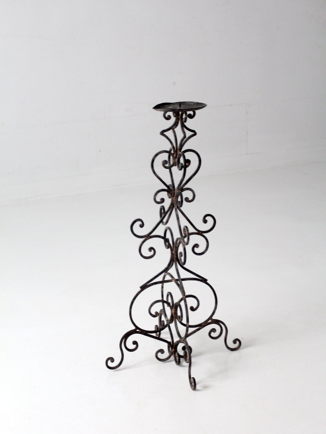 vintage scrollwork iron candle stand