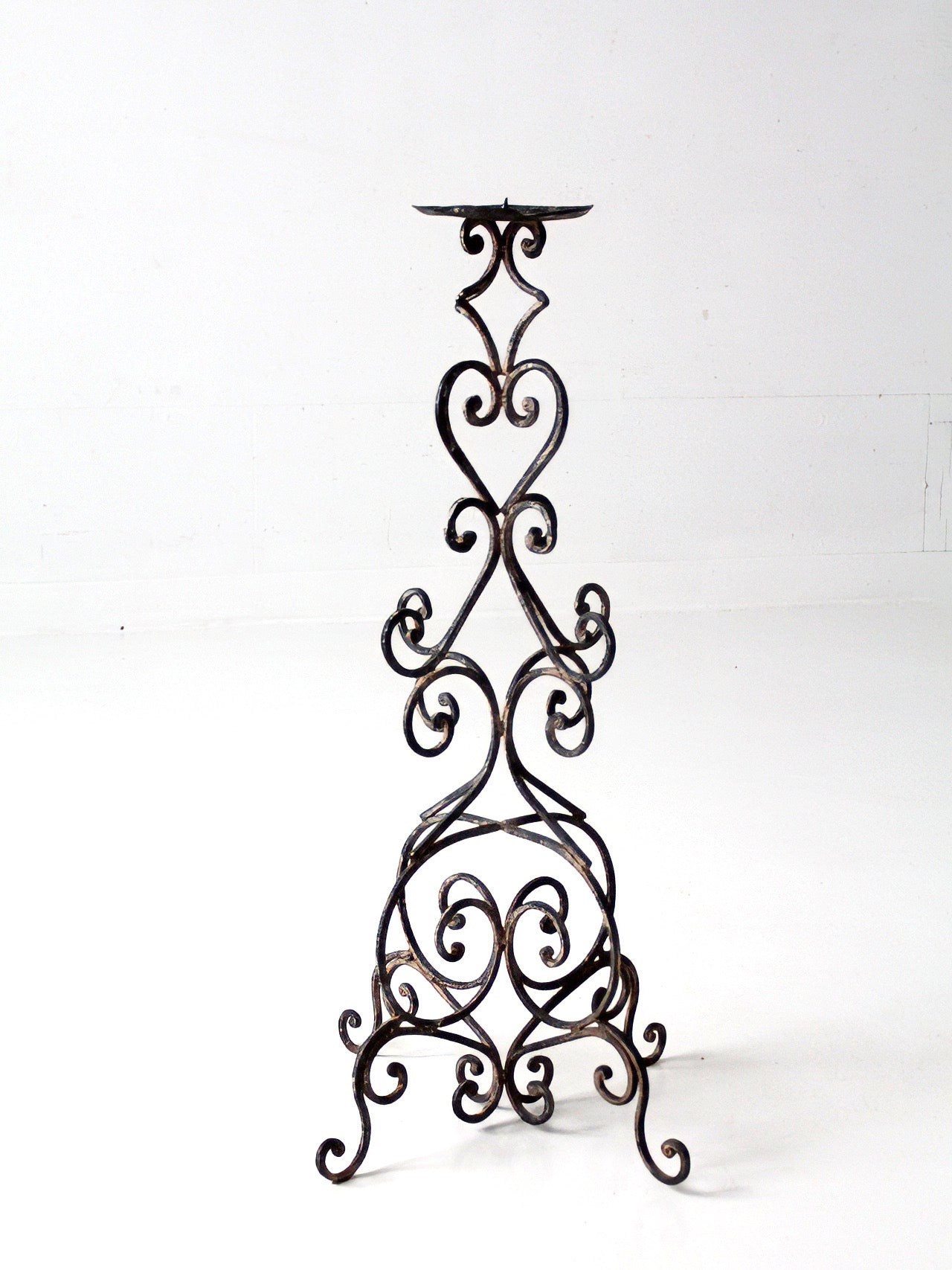 vintage scrollwork iron candle stand