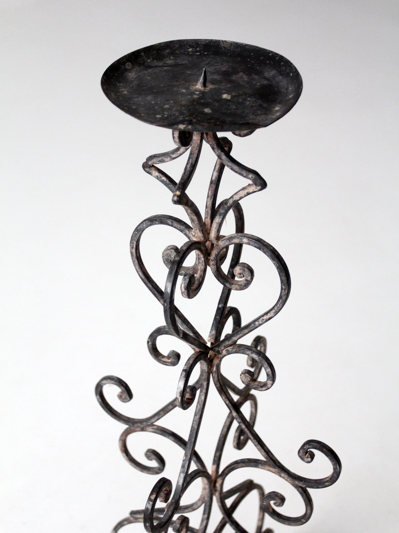vintage scrollwork iron candle stand
