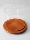 mid-century teak cheese board with glass dome