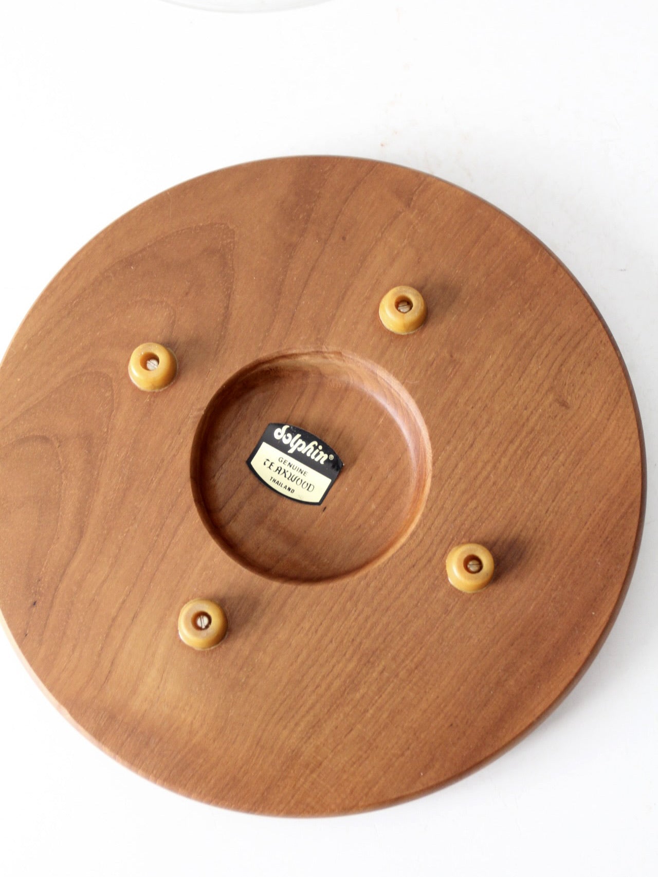 mid-century teak cheese board with glass dome
